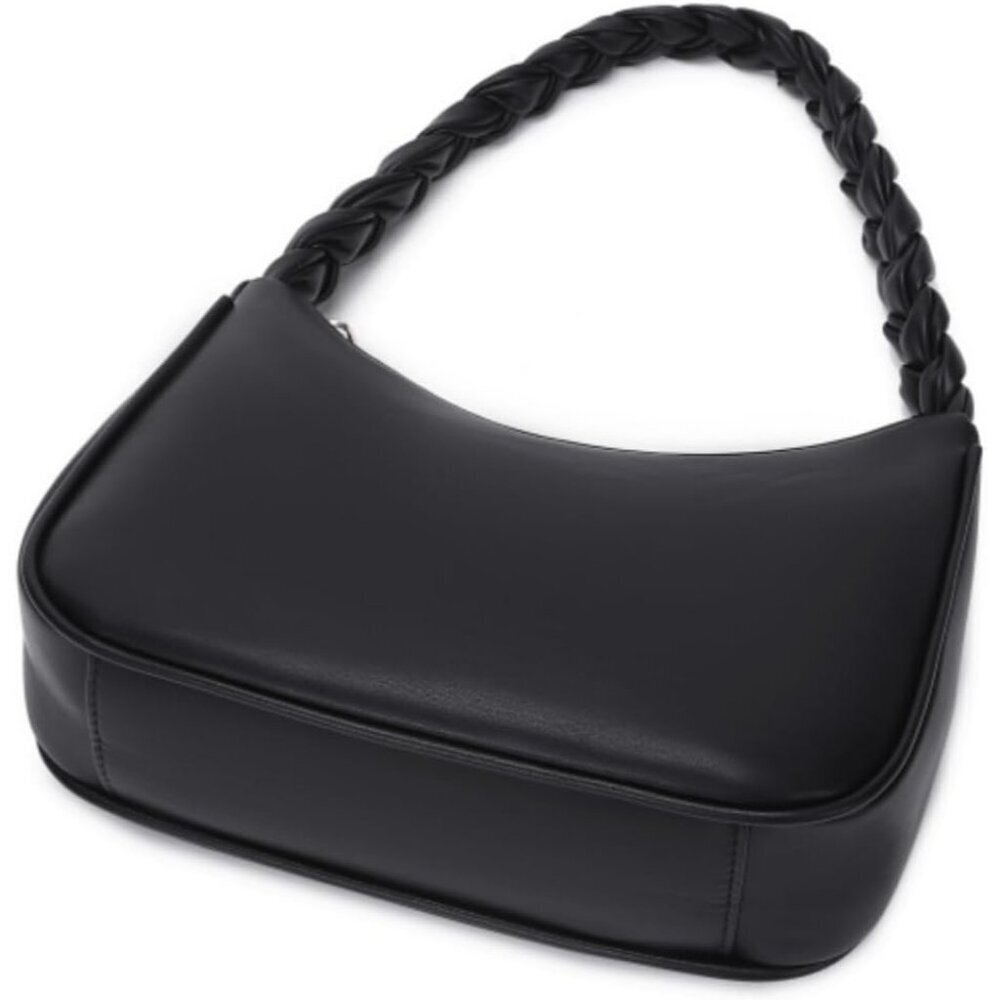 Women’s Braid Black Cute Hobo Tote Handbag Mini Clutch Purse with Zipper Closure - Picture 4 of 8